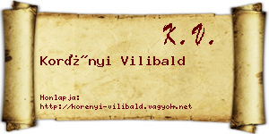 Korényi Vilibald névjegykártya